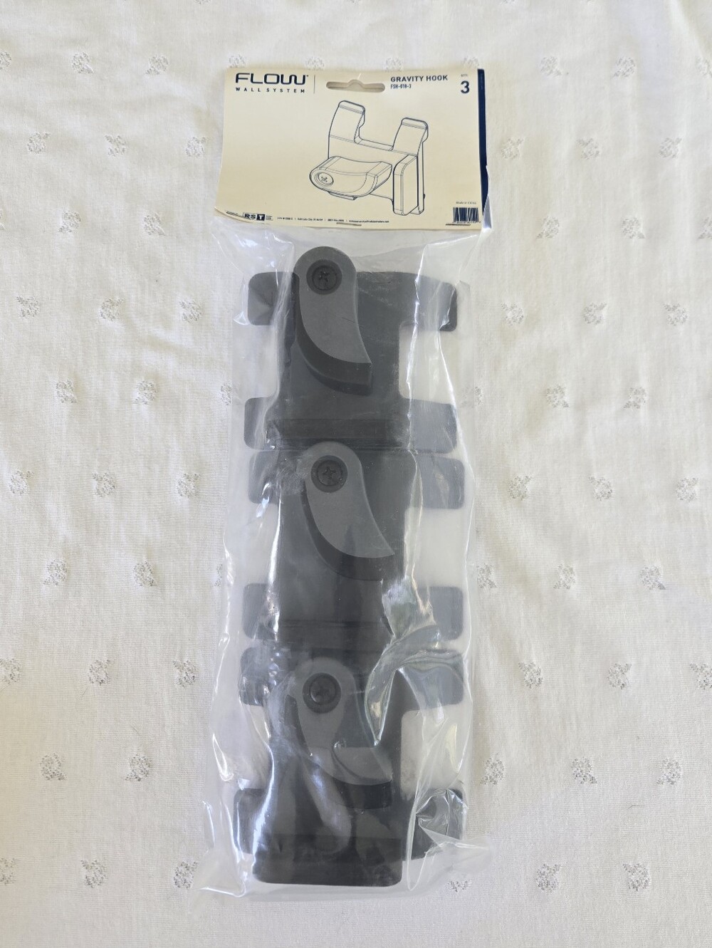 Flow Wall Wall System Gravity Hooks - Black (3-Pack) FSH-018-3